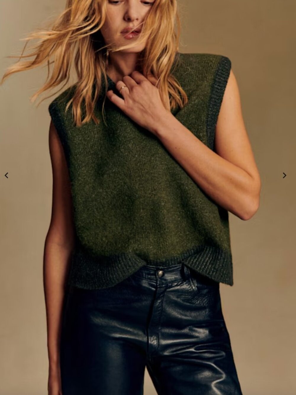Sezane Samuel Vest Jumper - Perfect Green/Dark Green - Size XS - NWT! - Picture 1 of 10